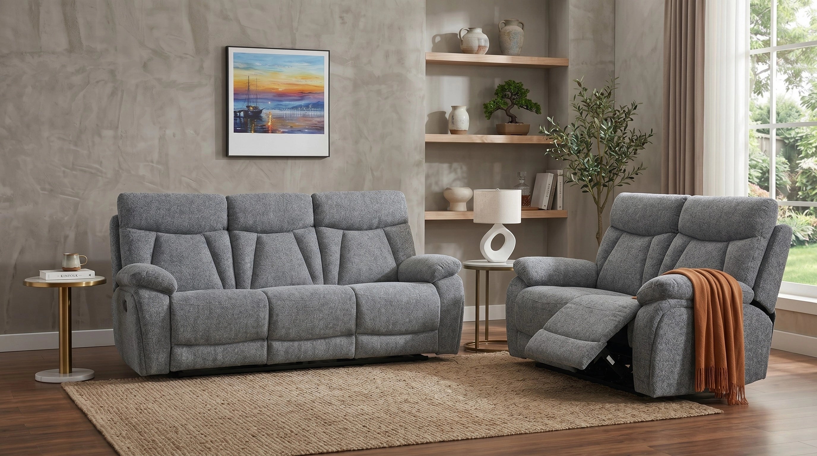 Baker 3+2 Dark Grey Recliner Package