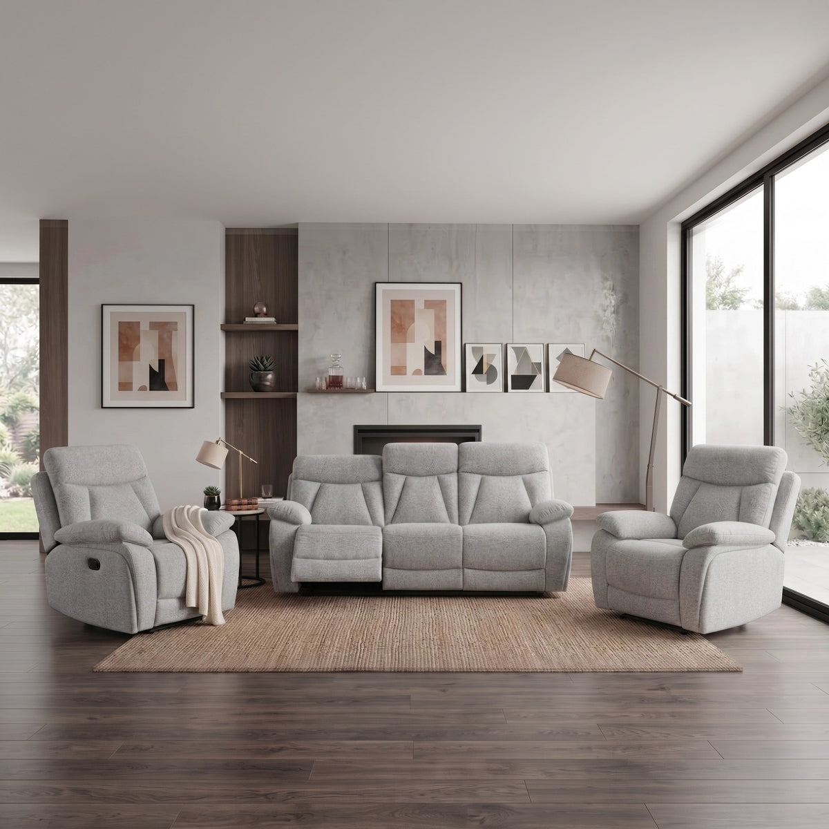 Baker 3+1+1 Light Grey Recliner Package