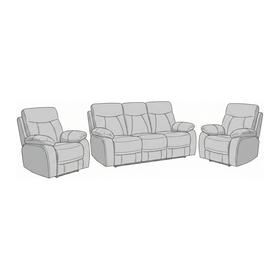Baker 3+1+1 Light Grey Recliner Package dimension diagram — 3 Seater and two recliner chairs