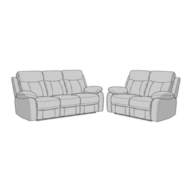Baker 3+2 Light Grey Recliner Package dimension diagram — 3 Seater and 2 Seater