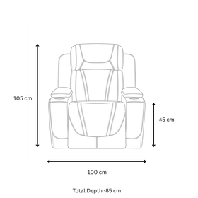 Ballina Electric Recliner Chair dimension diagram showing 100 cm length, 85 cm depth, 45 cm seat height and 105 cm overall height