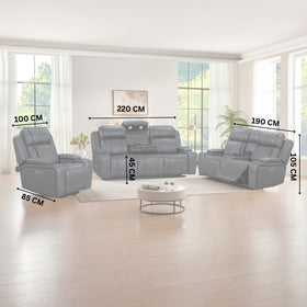 Ballina recliner suite dimensions: 3 seater 220 cm, 2 seater 190 cm and recliner chair 100 cm wide, 105 cm high, 45 cm seat height, 85 cm deep - The A2Z Furniture