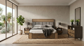 Liverpool 4 Piece Dresser Bedroom Suite styled in a coastal bedroom
