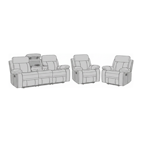 Bentley 3+1+1 recliner package diagram — 3 Seater 210 cm long and two Recliner Chairs 100 cm each, all 90 cm deep with a 48 cm seat height and 100 cm total height