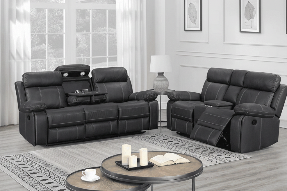 Bentley Manual 3+2 Black Recliner Package