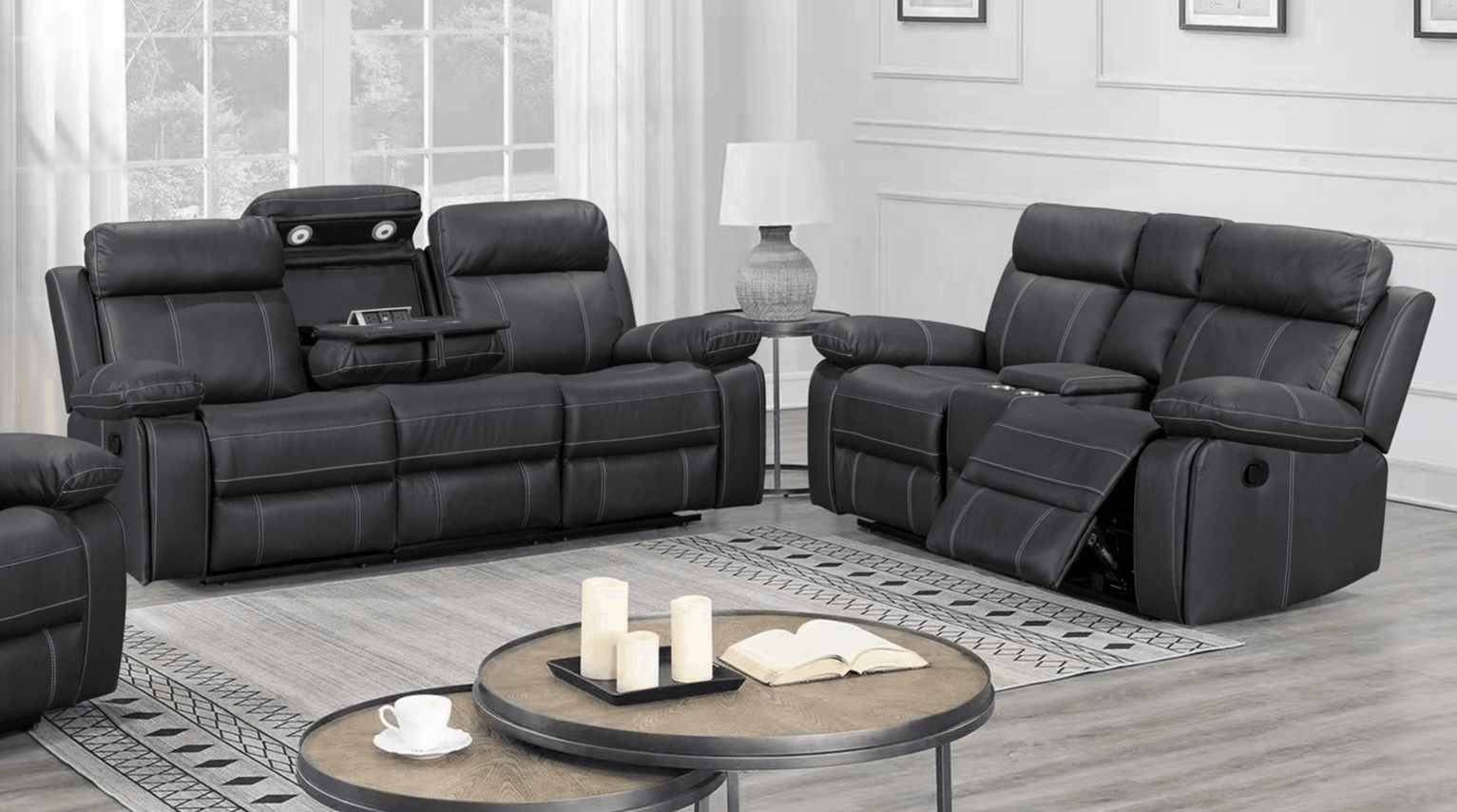 Bentley Electric 3 & 2 Seater Black Recliner Package