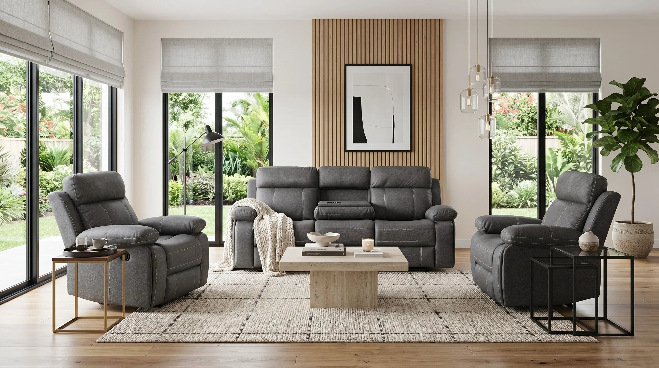 Bentley Manual 3+1+1 Charcoal Recliner Package
