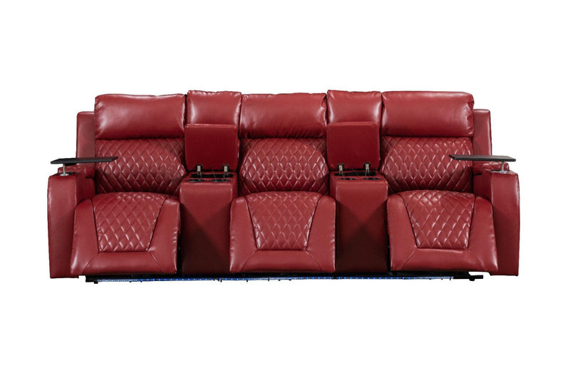 Blair Theater Recliner Set | Electric Recliners | Red Air Leather | Cup Holders | LED Lights | The A2Z Furniture