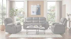 Bliss Manual 3+1+1 Light Grey Recliners Package dimension diagram — measurements coming soon