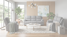 Bliss Manual 3+2+1 Charcoal Recliner Package dimension diagram — measurements coming soon