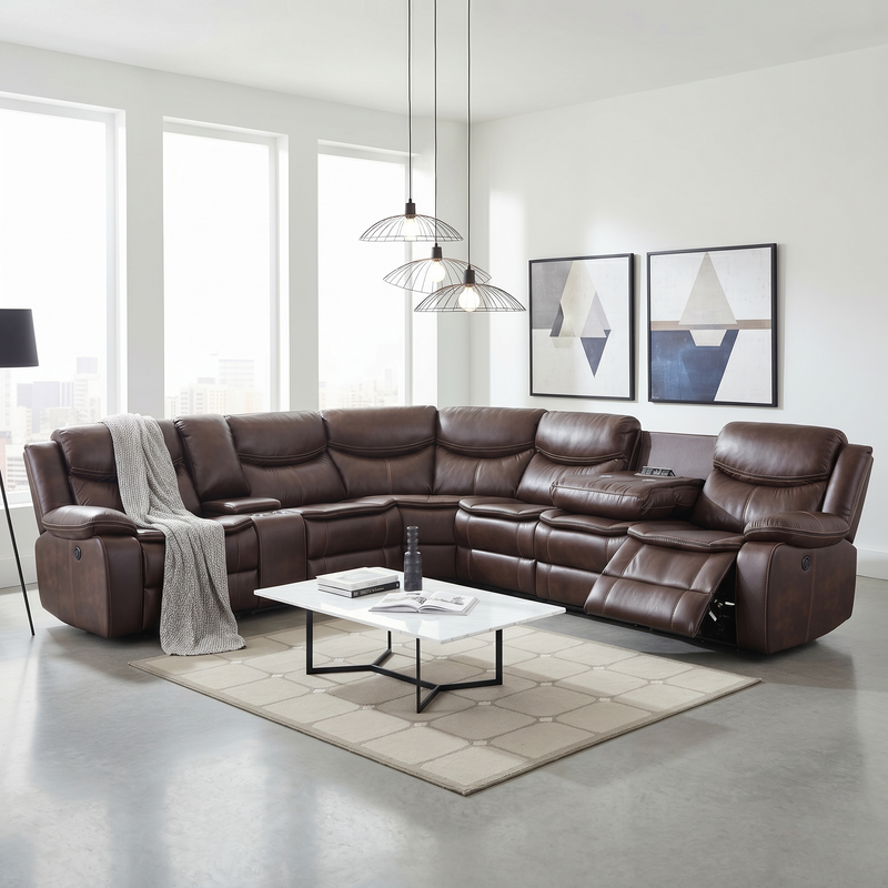 Bradley Air Leather Corner Recliner Sofa