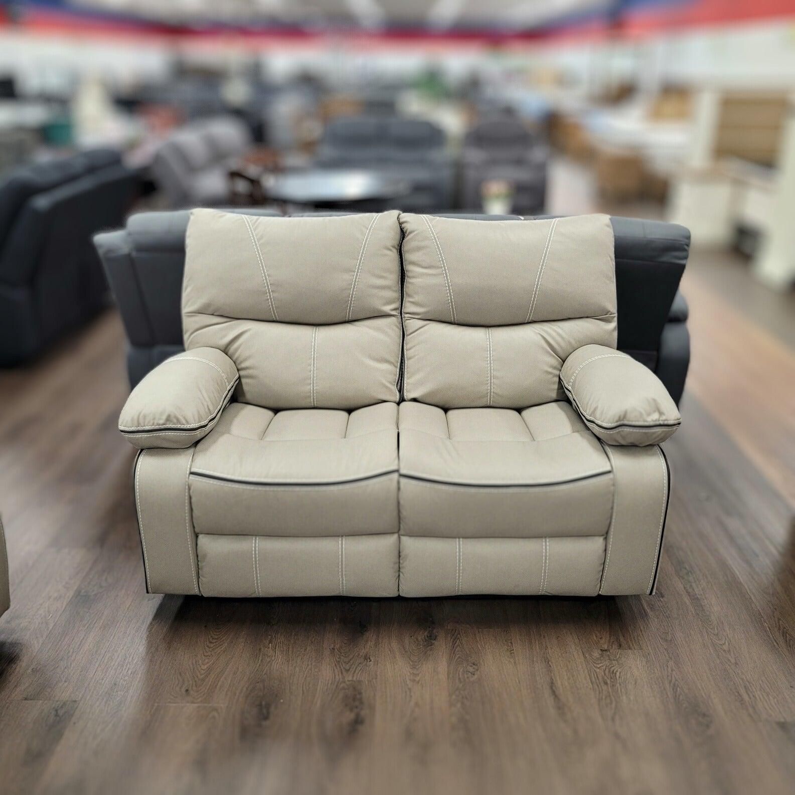 Brooke 2 Seater Recliner | Cream & Black | The A2Z Furniture