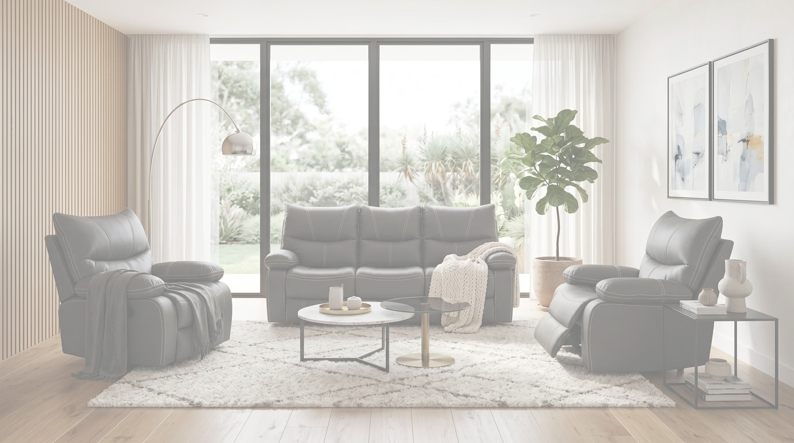 Brooke Manual 3+1+1 Black Recliners Package dimension diagram — measurements coming soon