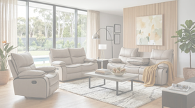 Brooke Manual 3+2+1 Creme Recliner Package dimension diagram — measurements coming soon