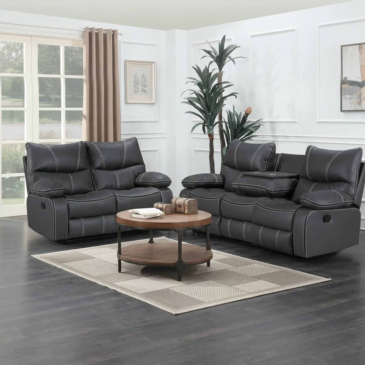Brooke Manual 3+2 Black Recliner Package