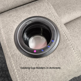 Electric recliner lounge armrest with built-in cooling cup holder and control buttons