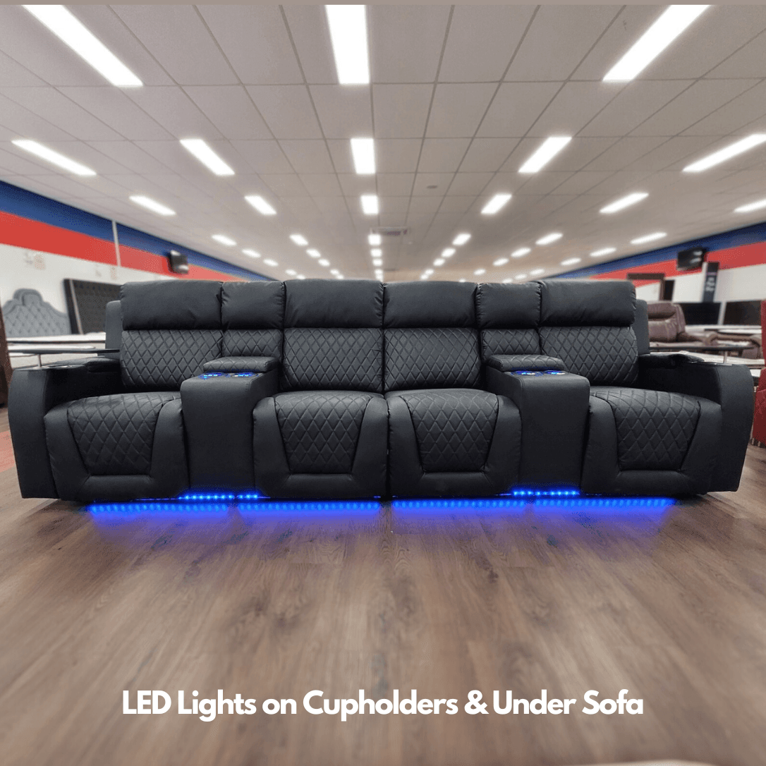 Byron Electric Theater Recliner Lounge Set in Black The A2Z