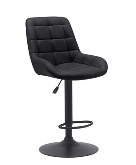 Black quilted bar stool on a white background