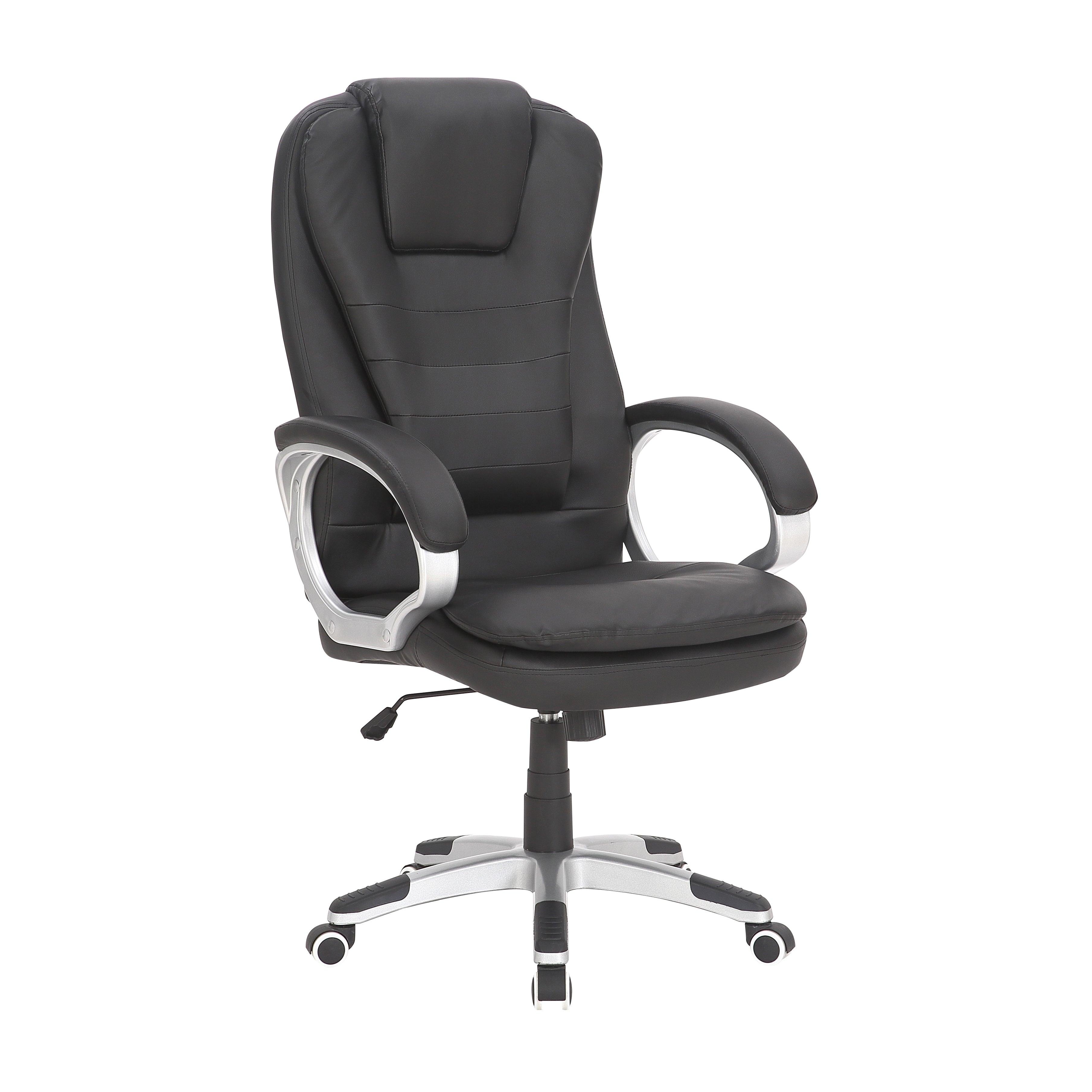 Calypso Leather Office Chair - Black PU Leather - Adjustable Height - Reclining Feature - Home Office Furniture