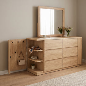 Cambridge dresser end door opened to show hooks and side shelves - The A2Z Furniture