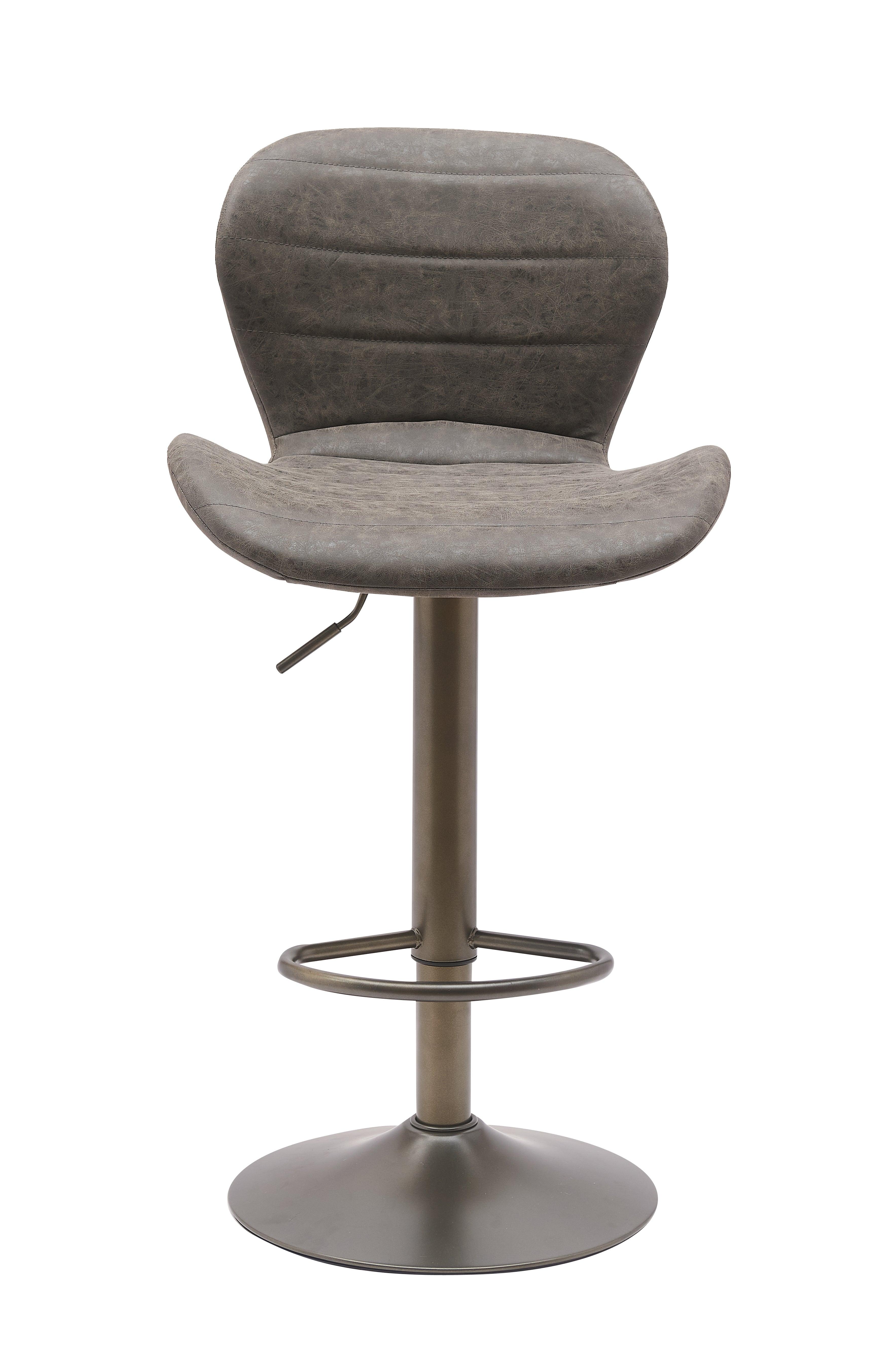 Cambridge Bar Stool - Grey Fabric - Gas Lift Adjustable - Modern Kitchen Bar Stool