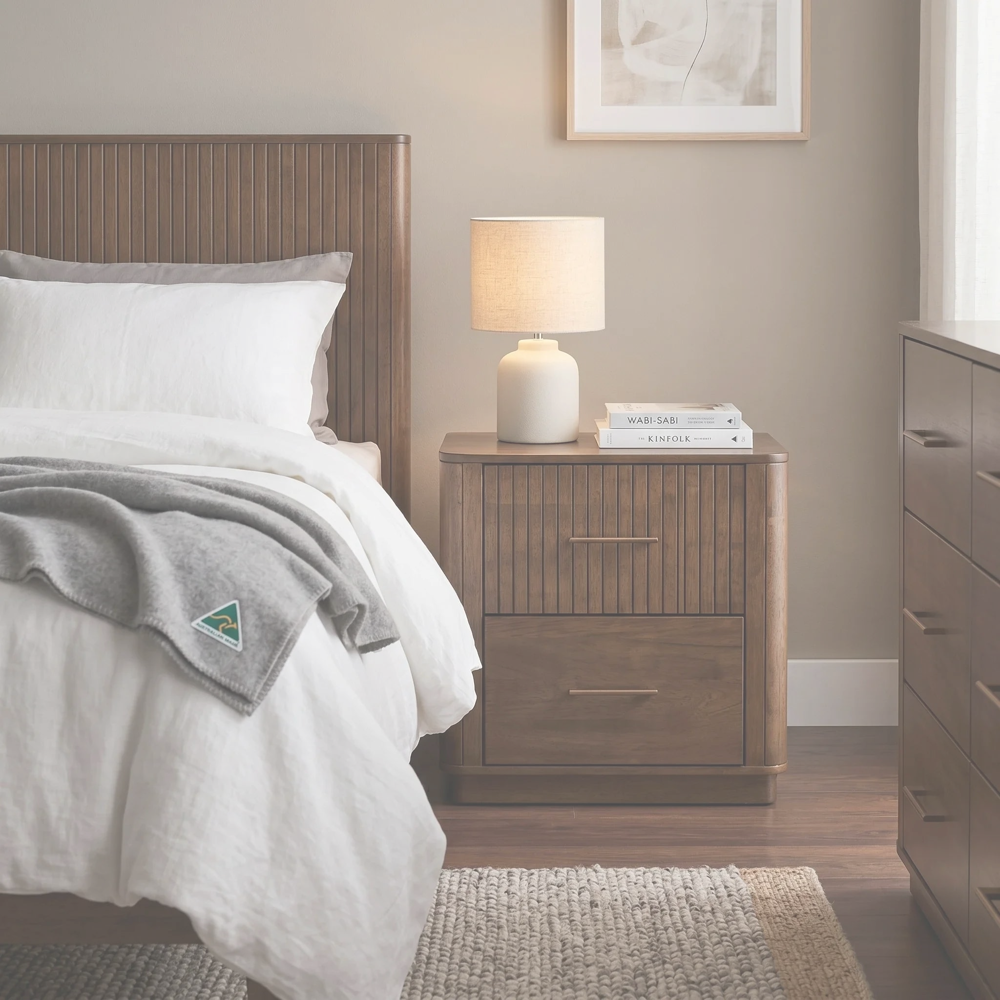 Cannon Bedside Table dimension diagram showing 58cm length, 40cm width and 60cm height