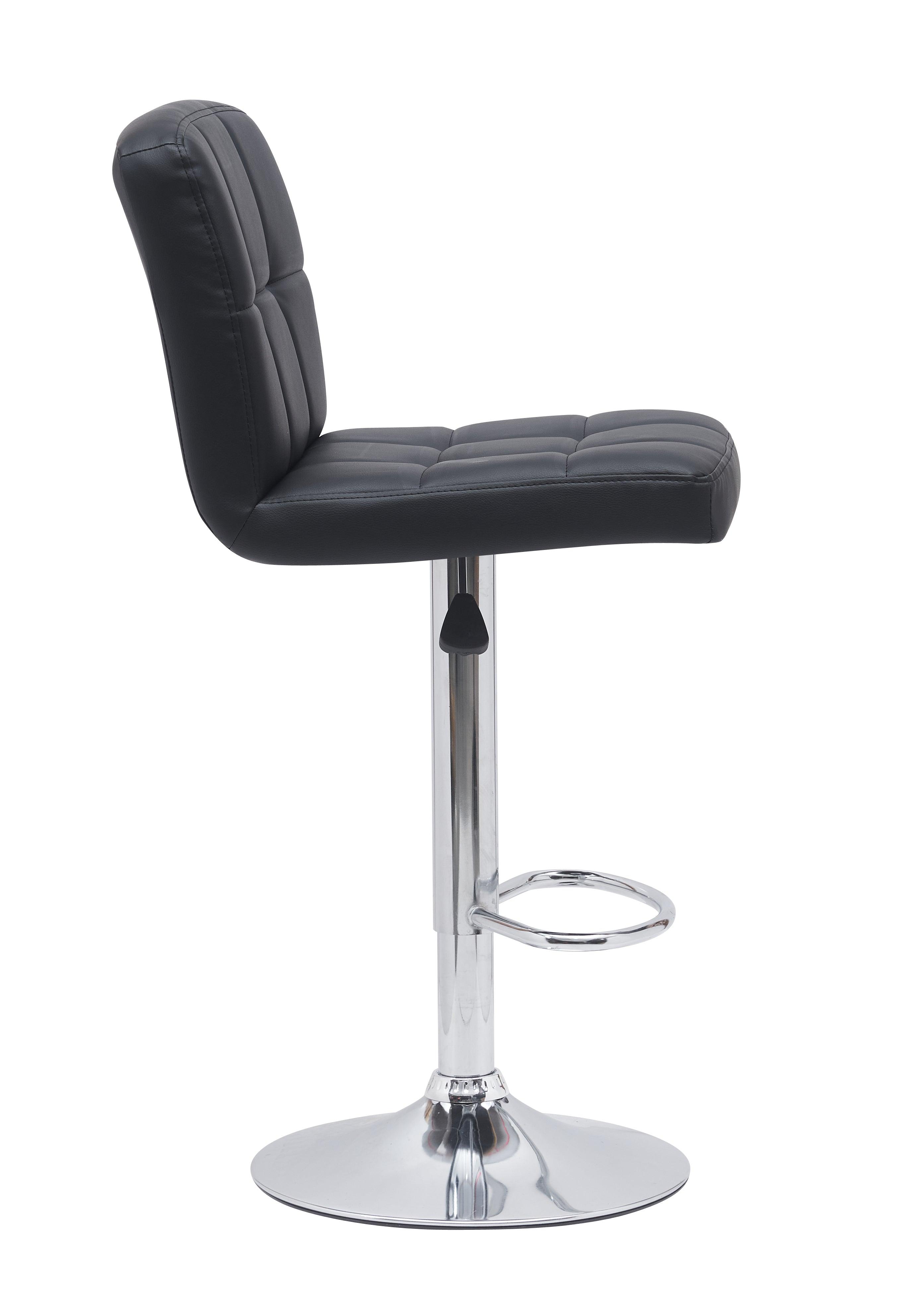 Caribbean Bar Stool - Black and White PU Leather - Gas Lift Adjustable - Modern Kitchen Bar Stool