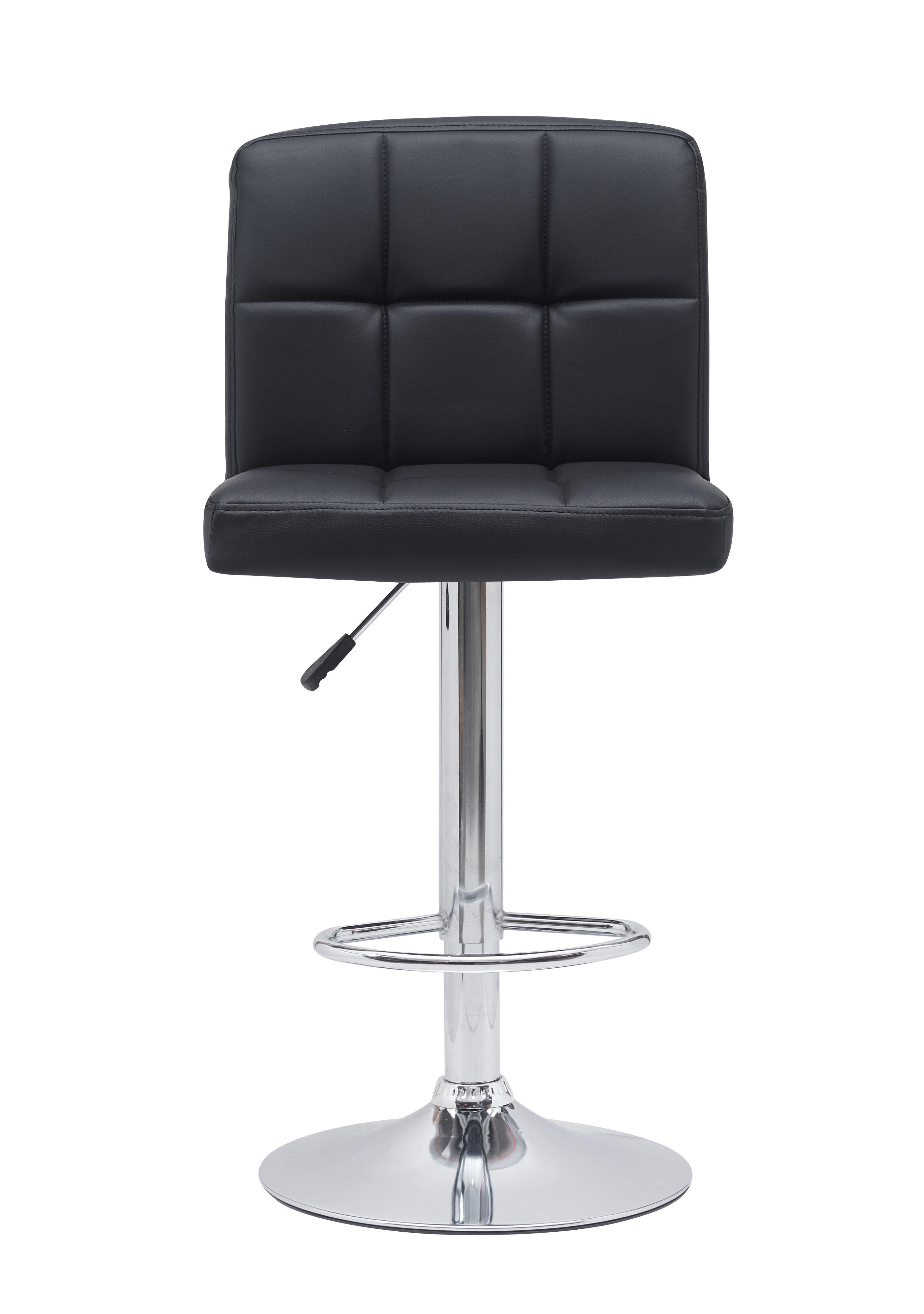 Caribbean Bar Stool - Black and White PU Leather - Gas Lift Adjustable - Modern Kitchen Bar Stool