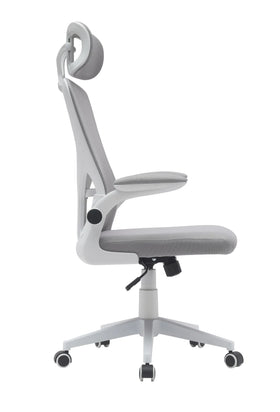 Modern ergonomic office chair with mesh back, adjustable armrests, headrest and caster wheels