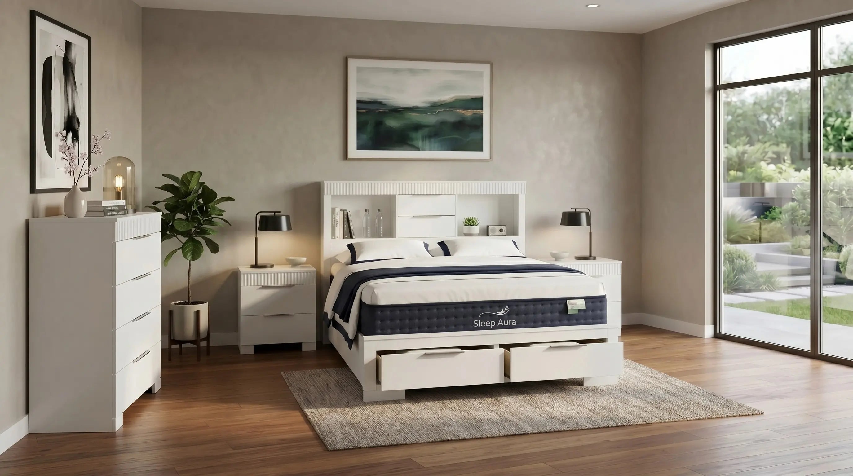 Camira 4 Piece White Tallboy Bedroom Suite
