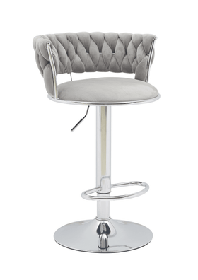 A2Z Furniture - Celestial Grey Velvet Bar Stools (Set of 2). Modern design, plush grey velvet fabric, height adjustment.