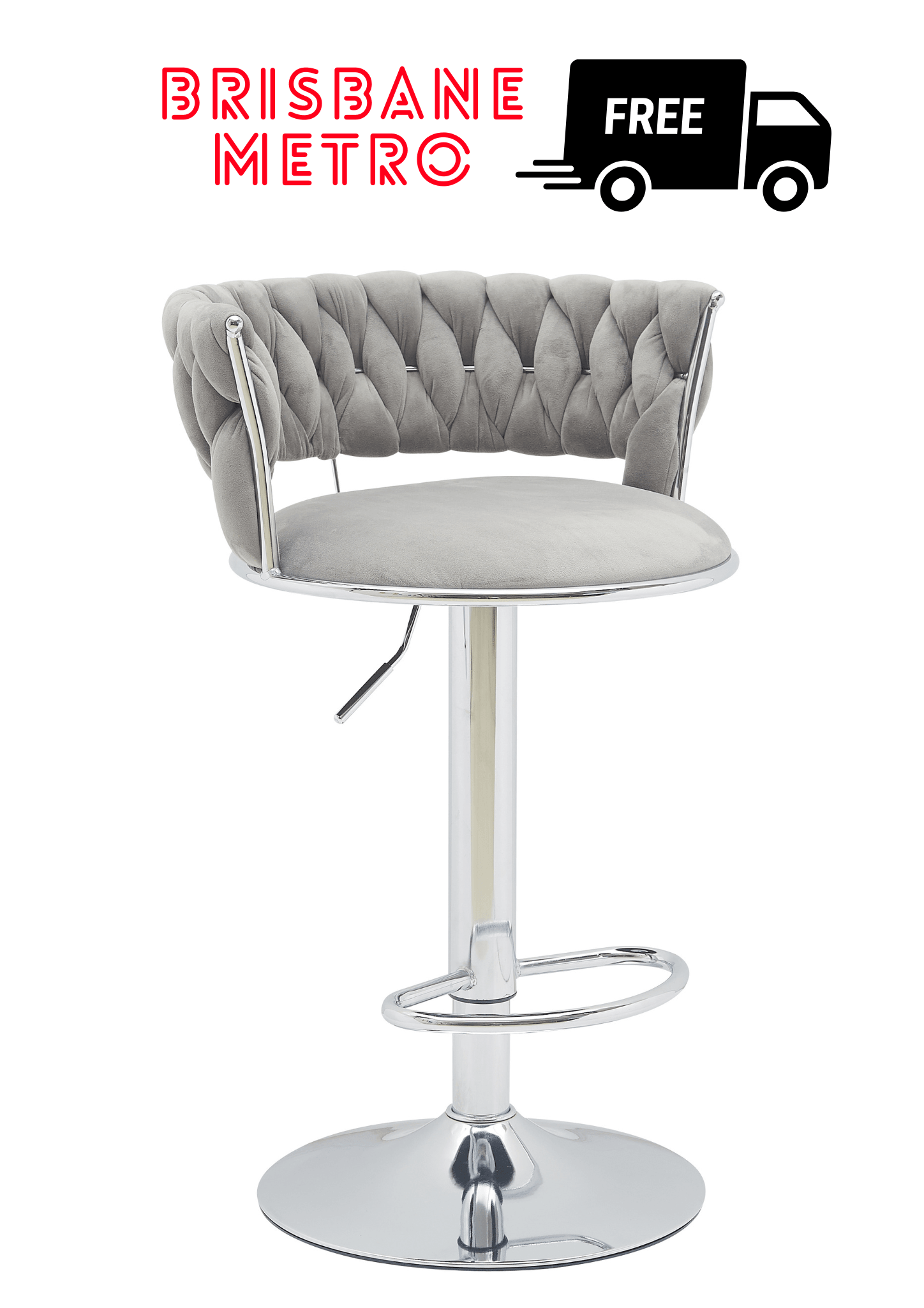 A2Z Furniture - Celestial Grey Velvet Bar Stools (Set of 2). Modern design, plush grey velvet fabric, height adjustment.