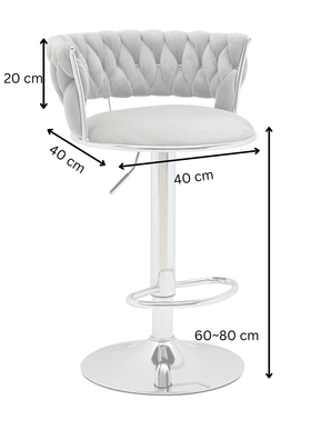 A2Z Furniture - Celestial Grey Velvet Bar Stools (Set of 2). Modern design, plush grey velvet fabric, height adjustment.