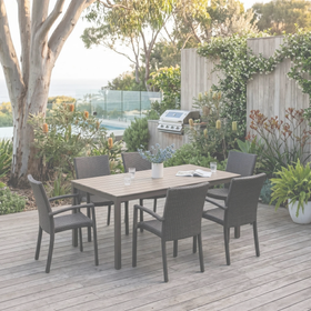 Chalfonte 7 Piece Outdoor Dining Set with Sanbria Chairs dimension diagram base