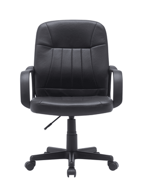 Clontarf fabric office chair — padded channel-stitched mid-back, side view