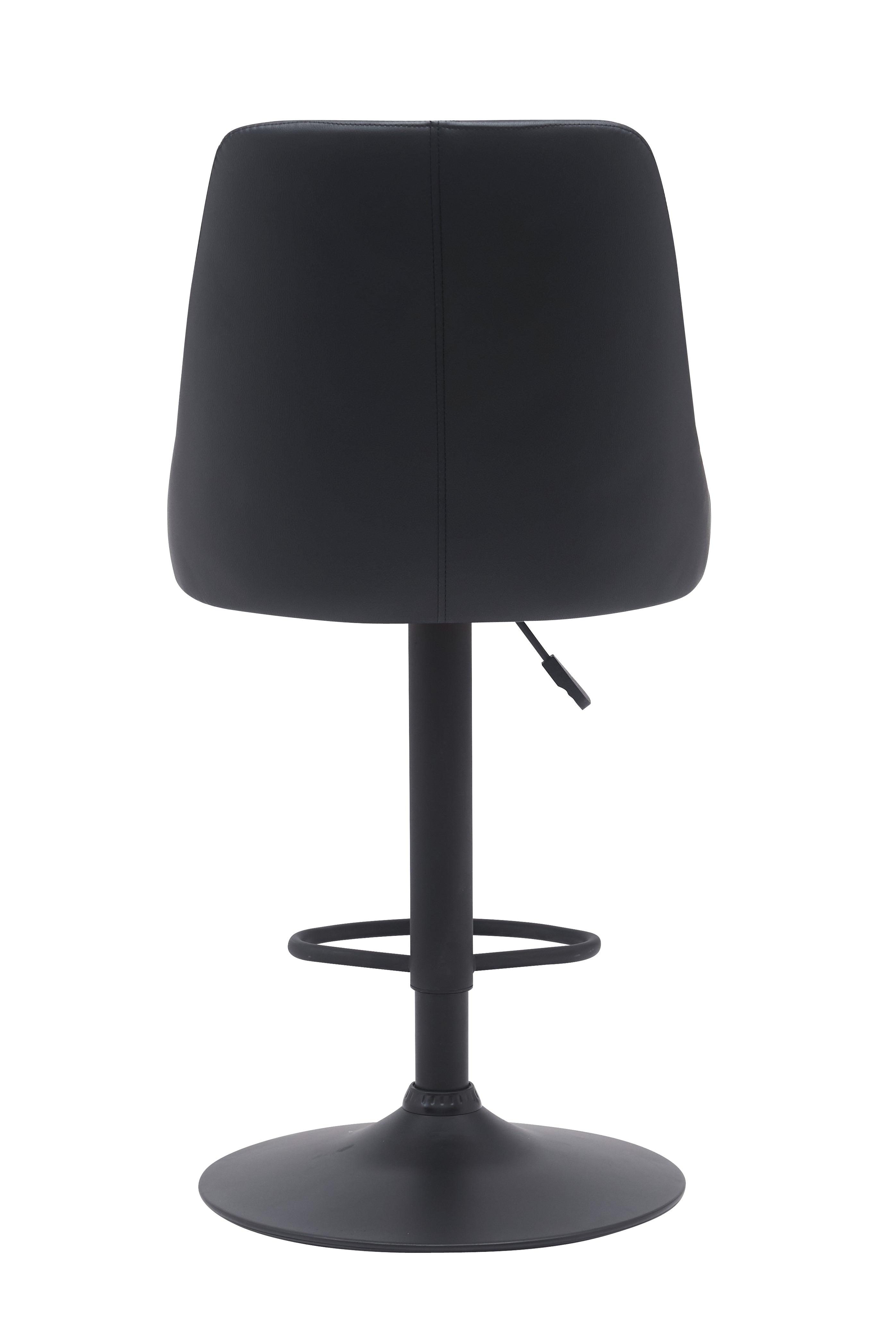 Colombo Bar Stool - Black PU Leather and Grey Fabric - Gas Lift Adjustable - Modern Kitchen Bar Stool