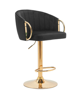Black and gold bar stool on a white background
