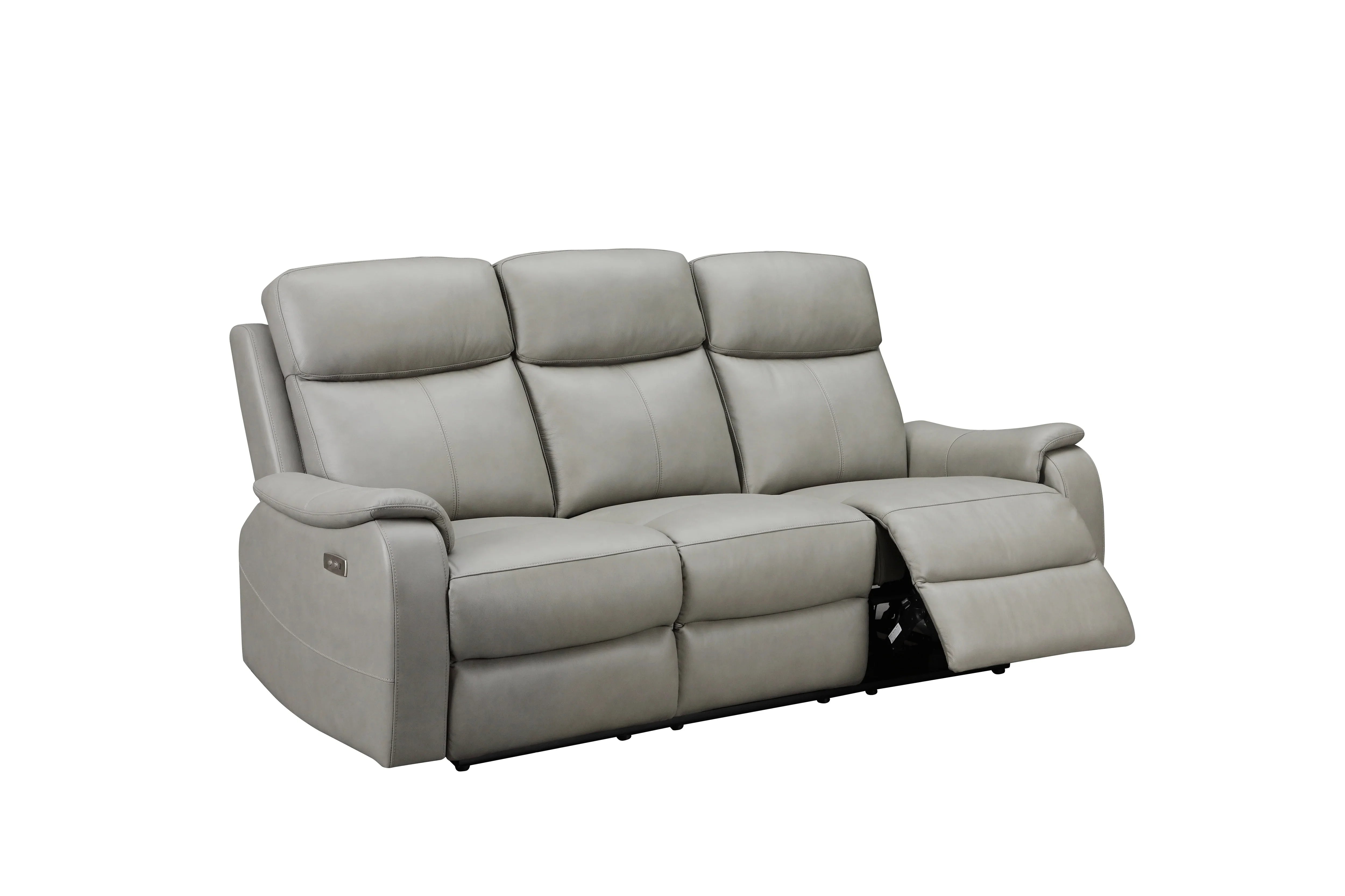 Gray reclining sofa on a white background