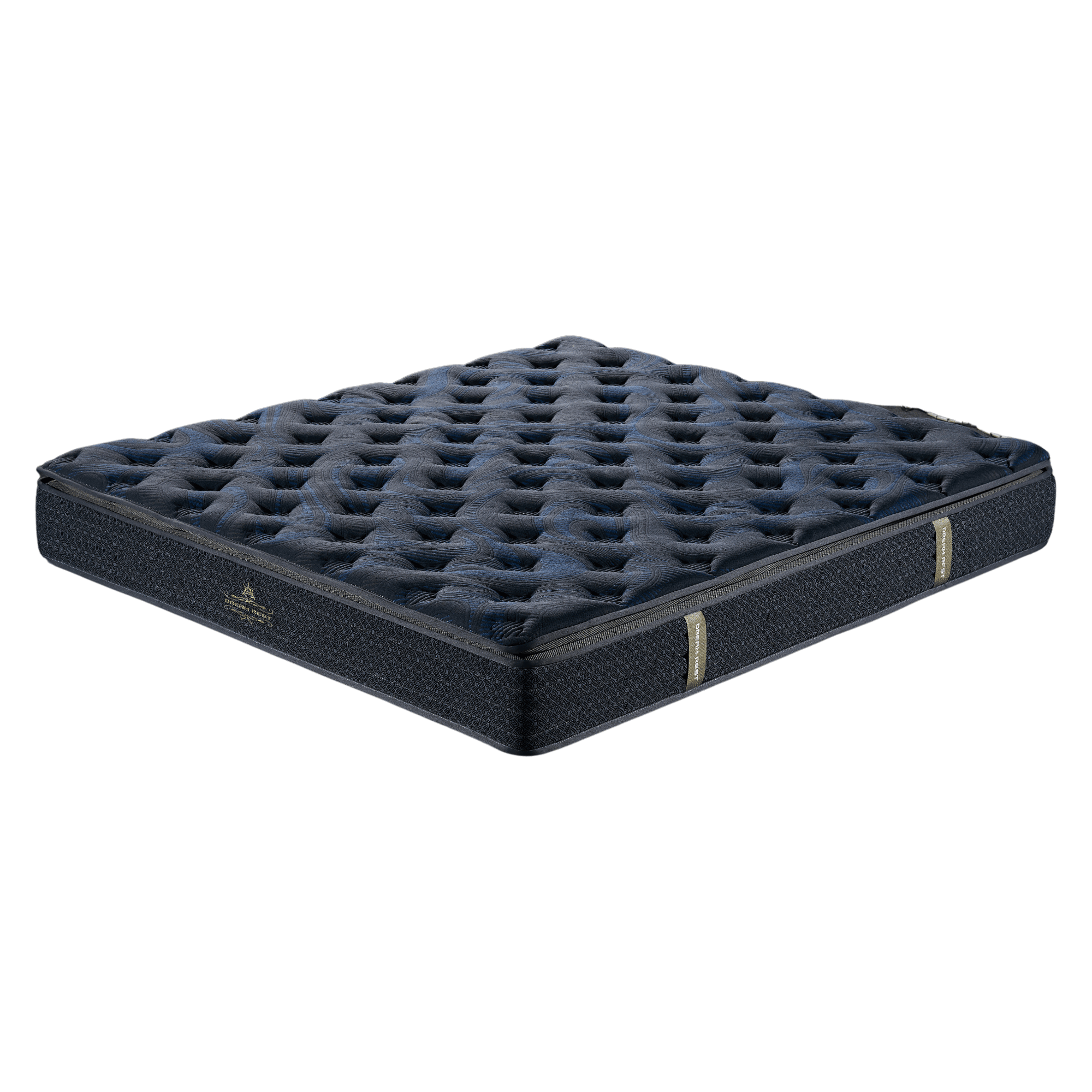 Luxury dark blue pillow top queen mattress with tufted surface design
