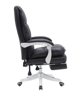 Copenhagen executive office chair - side view, white five-star base and white armrest supports
