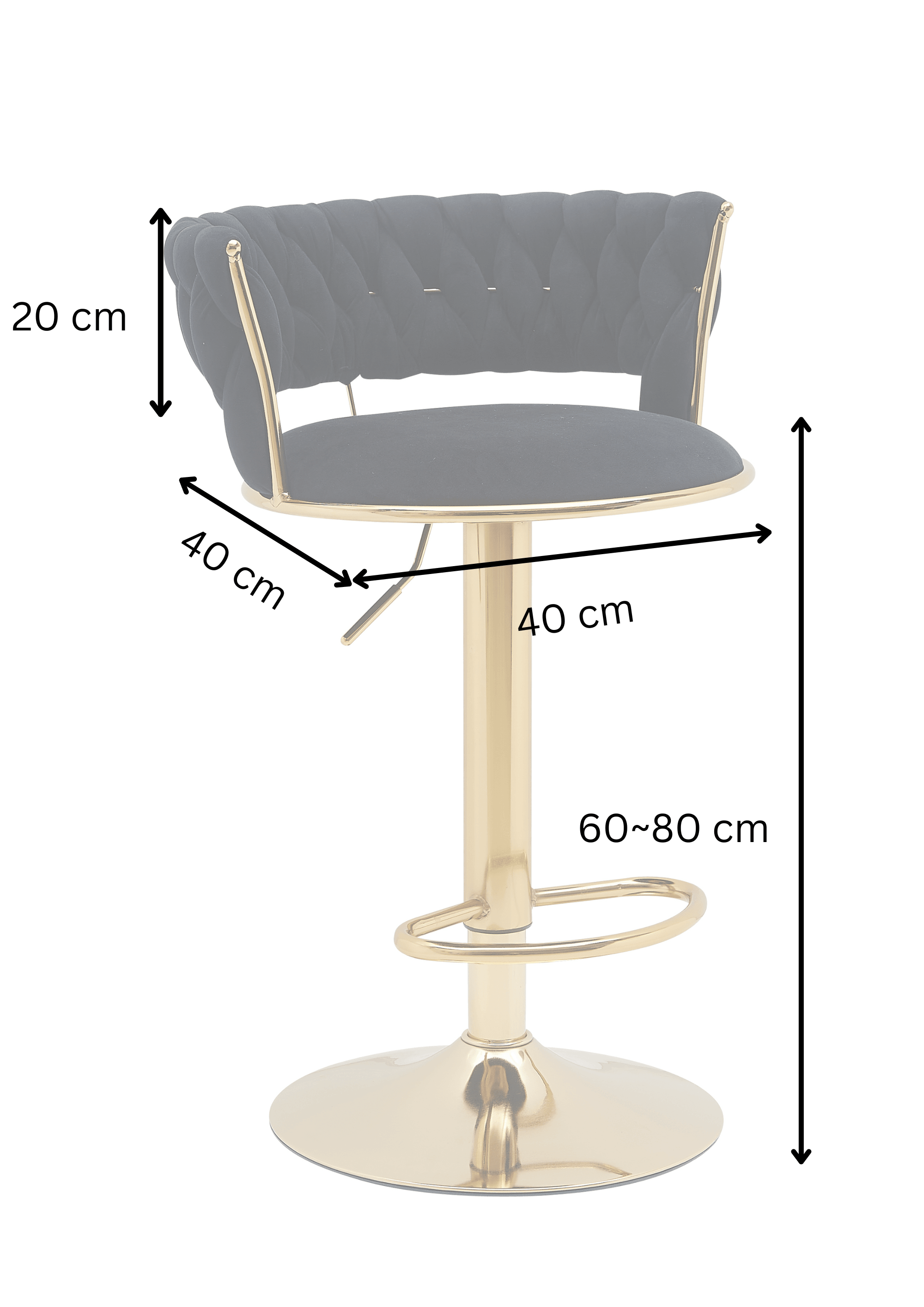 Dimensions for Crown Bar Stool - The A2Z Furniture