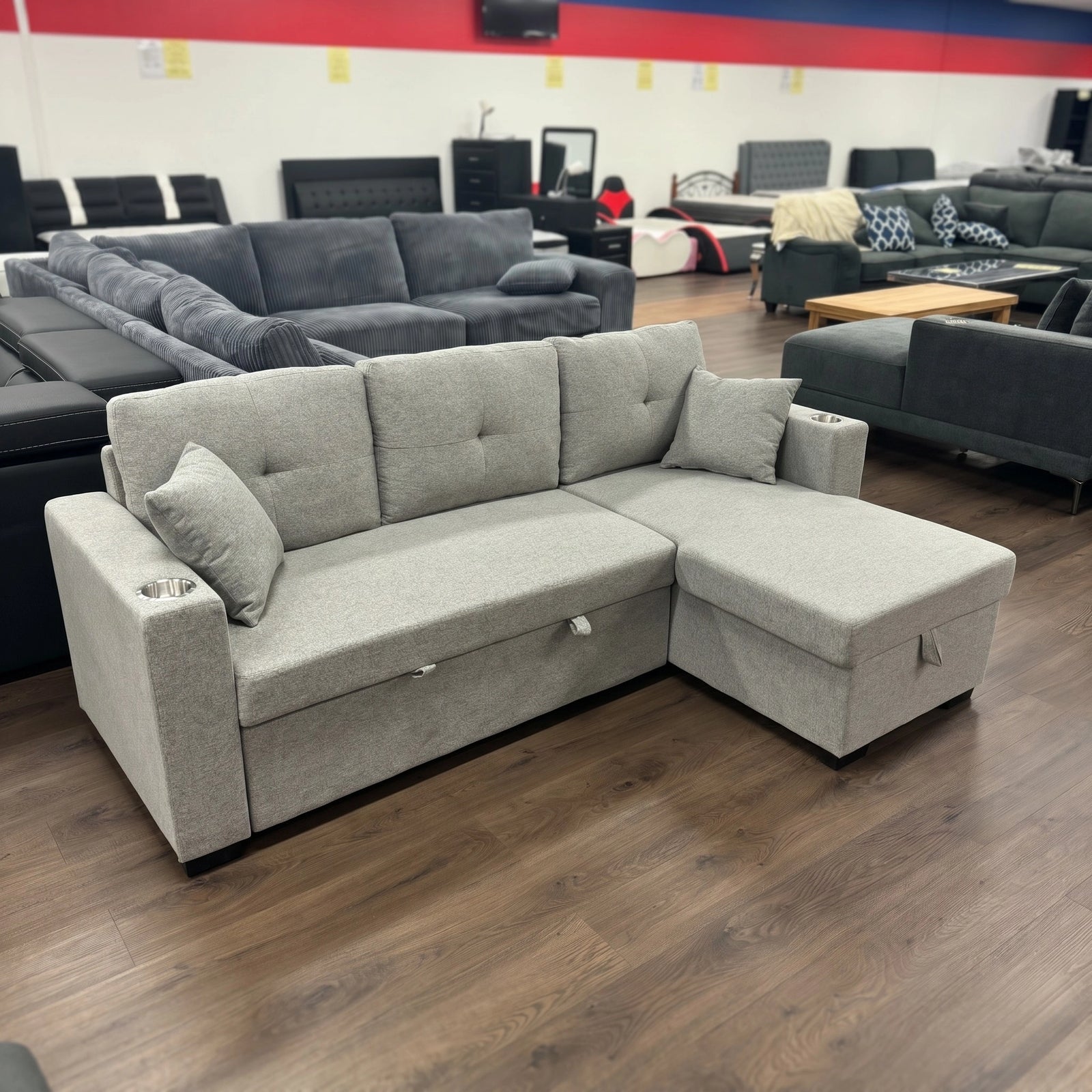 Samson 3 Seater Fabric Sofa Bed with Reversible Chaise