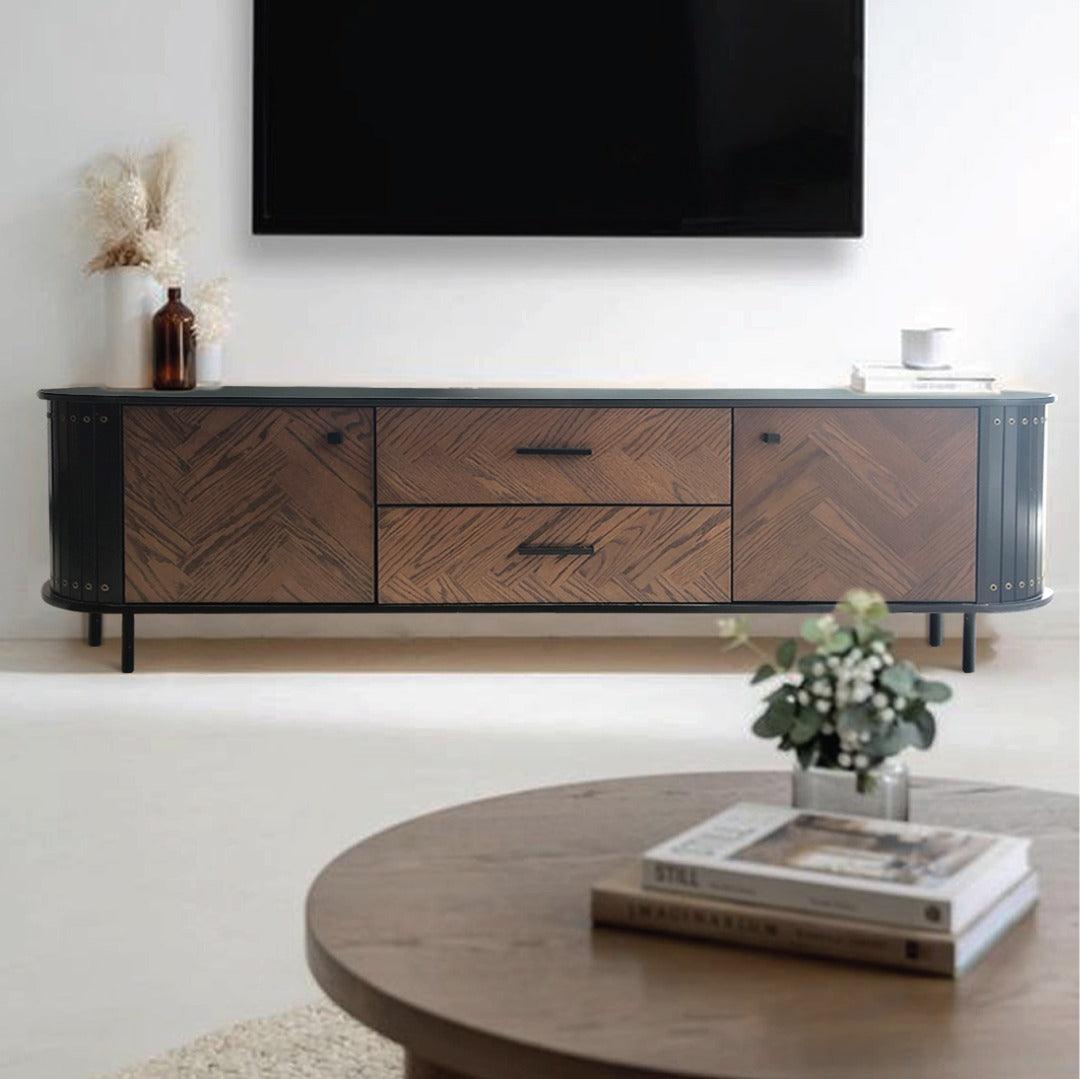 Delphi TV Unit - Modern Black Lowline Entertainment Stand | The A2Z Furniture