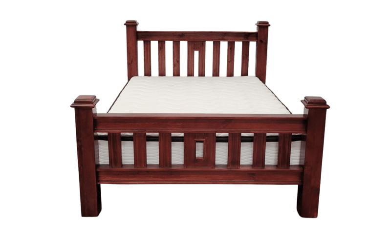 Image of Donnelly Solid Wooden Bed with Rustic Design in Walnut Colour, available in Queen and King sizes from The A2Z Furniture