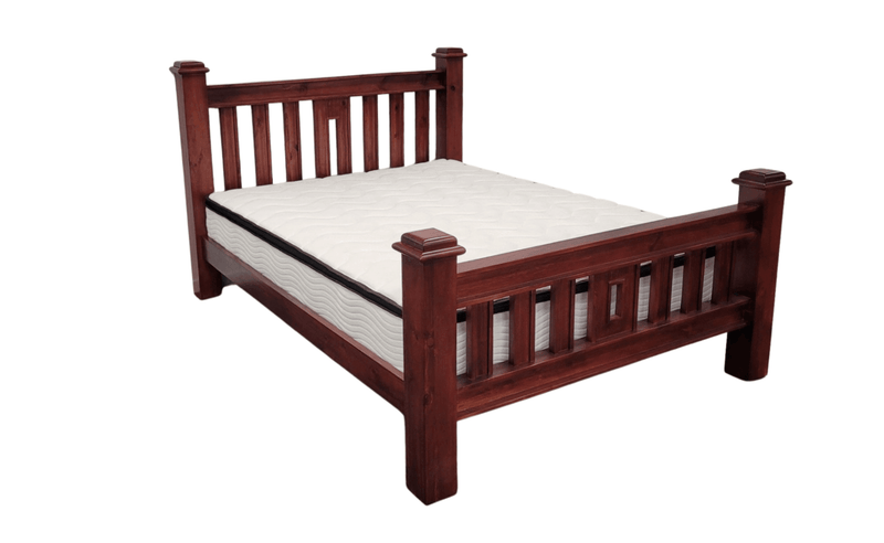 Image of Donnelly Solid Wooden Bed with Rustic Design in Walnut Colour, available in Queen and King sizes from The A2Z Furniture
