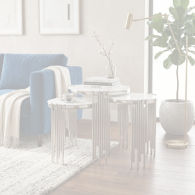 Douglas NT100 Nest Table Set dimension diagram — Table 1 49.5 x 51 cm, Table 2 44.5 x 47 cm, Table 3 39.5 x 43 cm