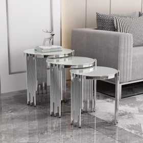Shop Douglas NT100 Nest Table Set - Modern Round Design & Glass Top