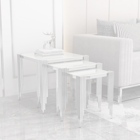 Douglas NT200 Nest Table Set dimension diagram — Table 1 52x52x51cm, Table 2 43x43x47cm, Table 3 34x34x43cm