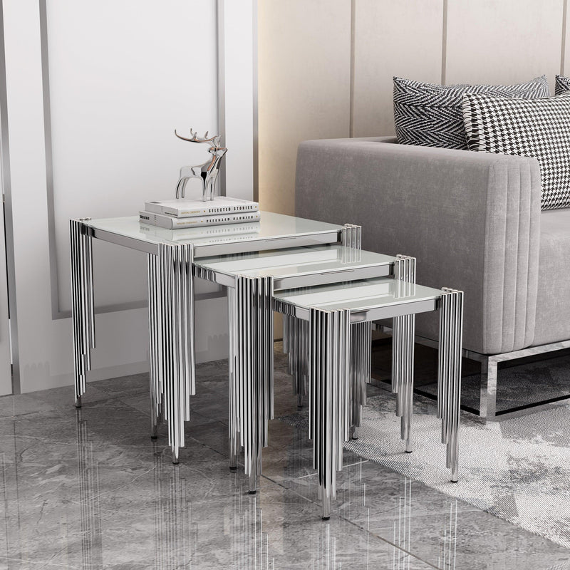 Shop Douglas Nesting Table Set - Elegant Design & White Glass Top