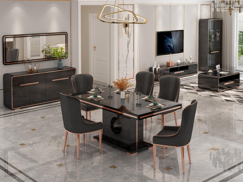 Dwyane Dining Table - Modern Elegance - Seats 8 - Black Glossy Finish - The A2Z Furniture